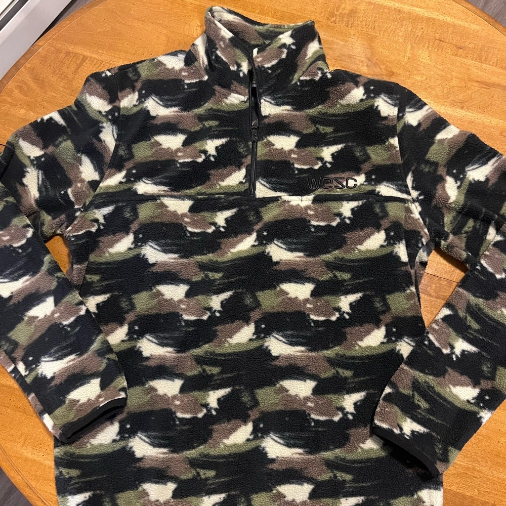 Wesc Green and Brown Patterned Fleece Pullover
